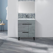 28" Cement Freestanding Single Sink Bathroom Vanity with White Ceramic Countertop Odessa-Migration_Bathroom Vanities-DECOROLALA