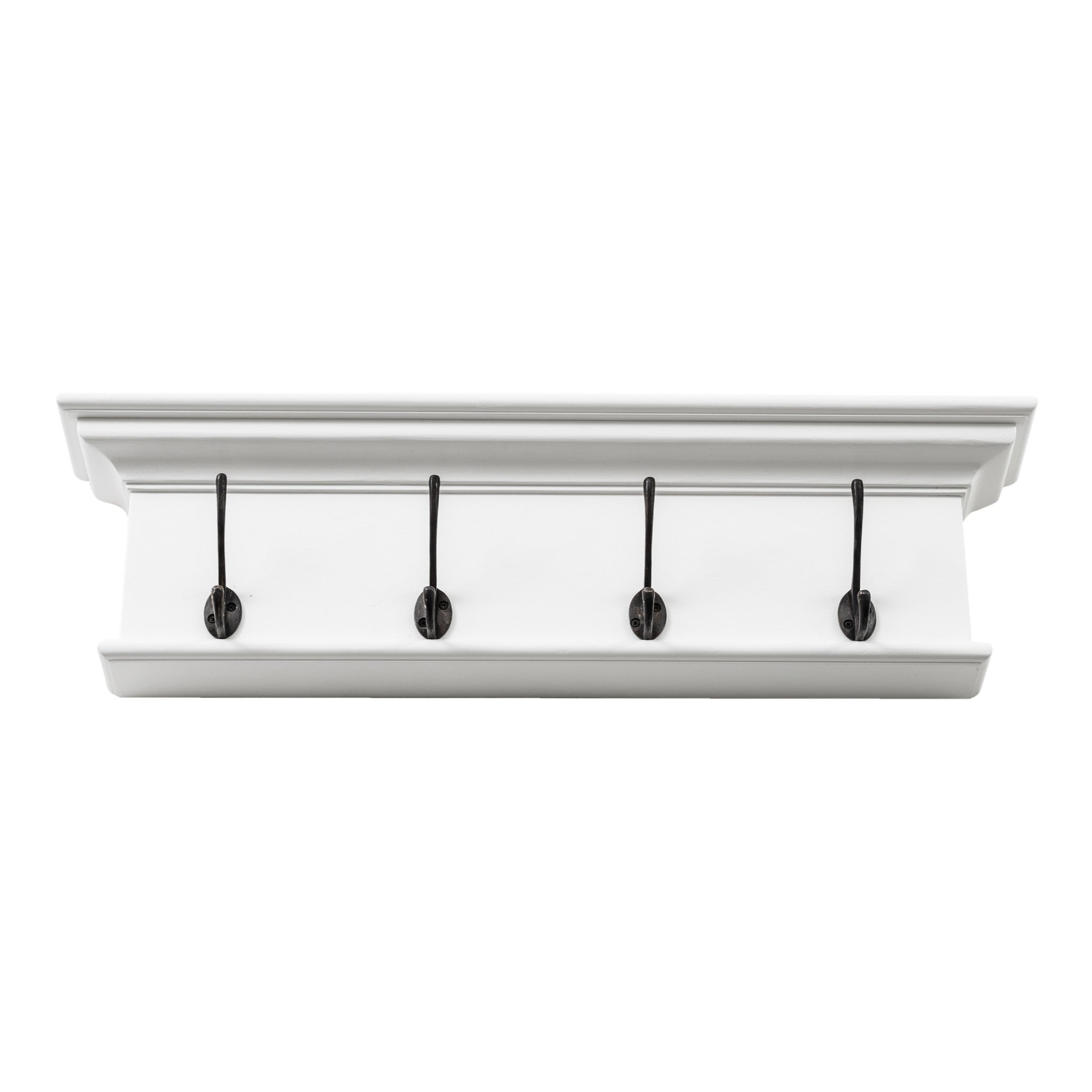 28" Classic White Wood Four Hook Hanging Coat Rack-Coat Hangers-DECOROLALA