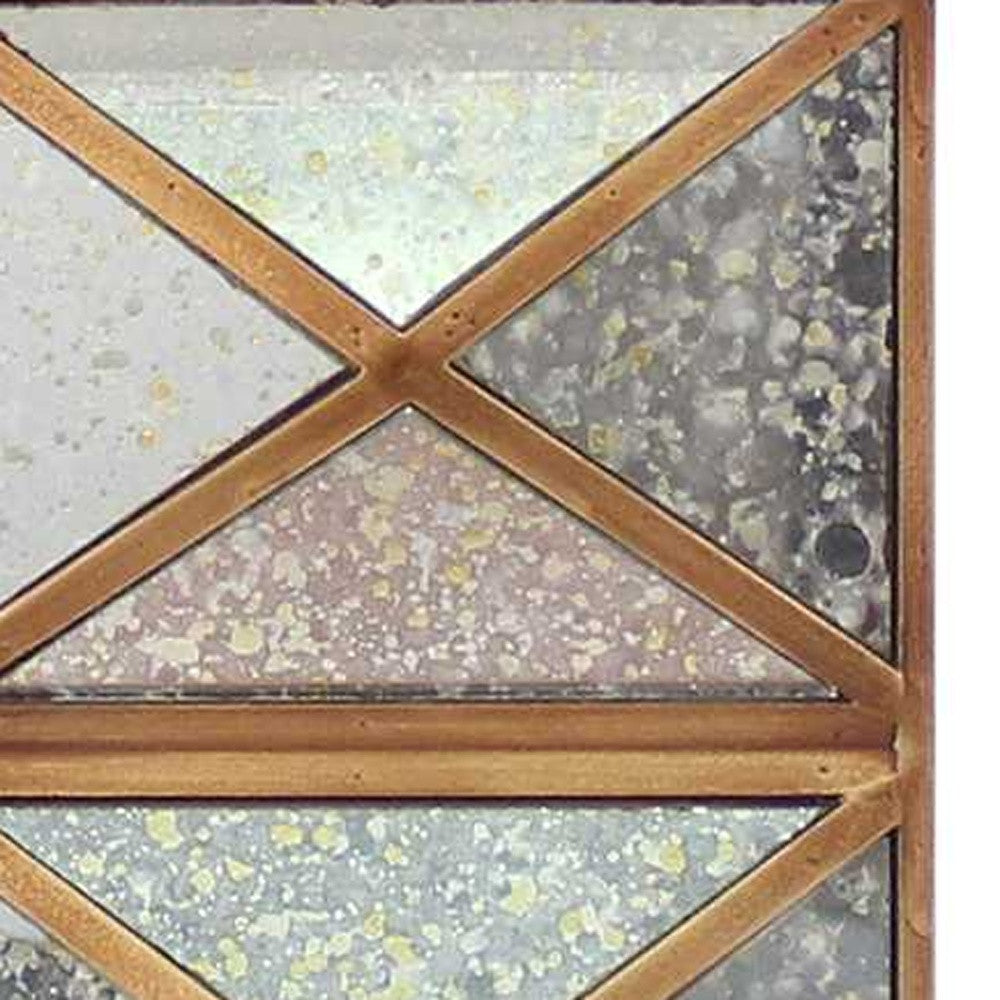 28" Distressed Gold And Silver Metal Bedside Lamp With Beige Shade-Table Lamps-DECOROLALA