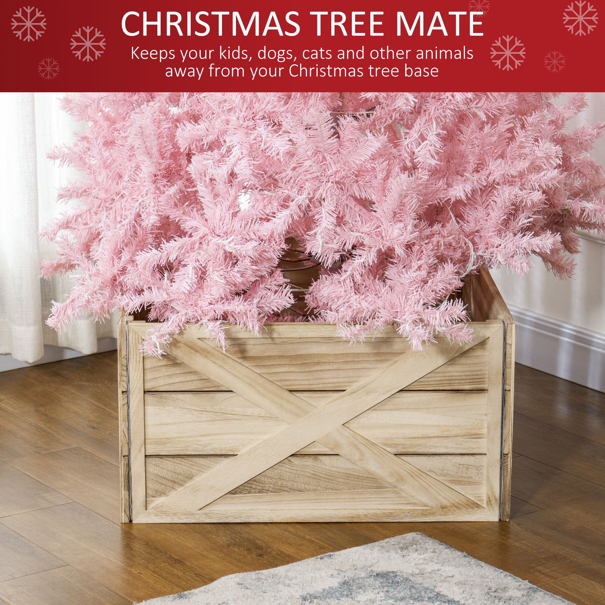 28" Farmhouse Wooden Christmas Tree Collar - Distressed Wood-Home Furnishings > Holiday & Seasonal > Christmas Trees-DECOROLALA