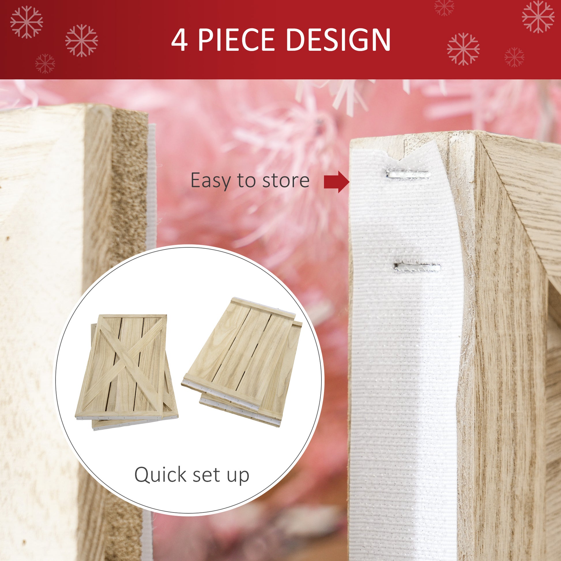 28" Farmhouse Wooden Christmas Tree Collar - Distressed Wood-Home Furnishings > Holiday & Seasonal > Christmas Trees-DECOROLALA