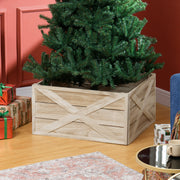 28" Farmhouse Wooden Christmas Tree Collar - Distressed Wood-Home Furnishings > Holiday & Seasonal > Christmas Trees-DECOROLALA