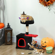 28" Gothic Cat Tree Tower with Condo and Sisal Post - Red & Black-Cats-DECOROLALA