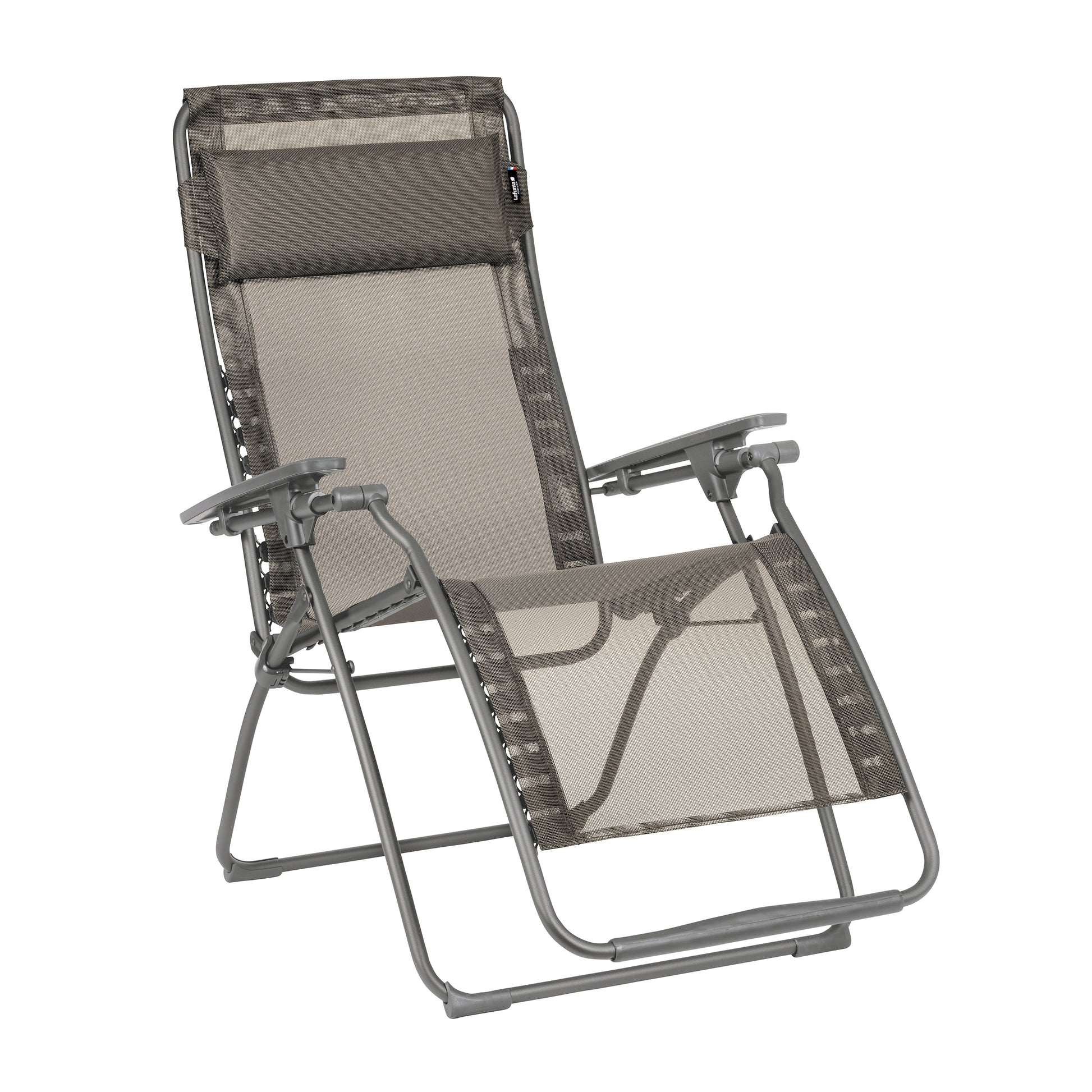 28" Graphite Metal Outdoor Zero Gravity Chair with Graphite Cushion-Outdoor Chairs-DECOROLALA