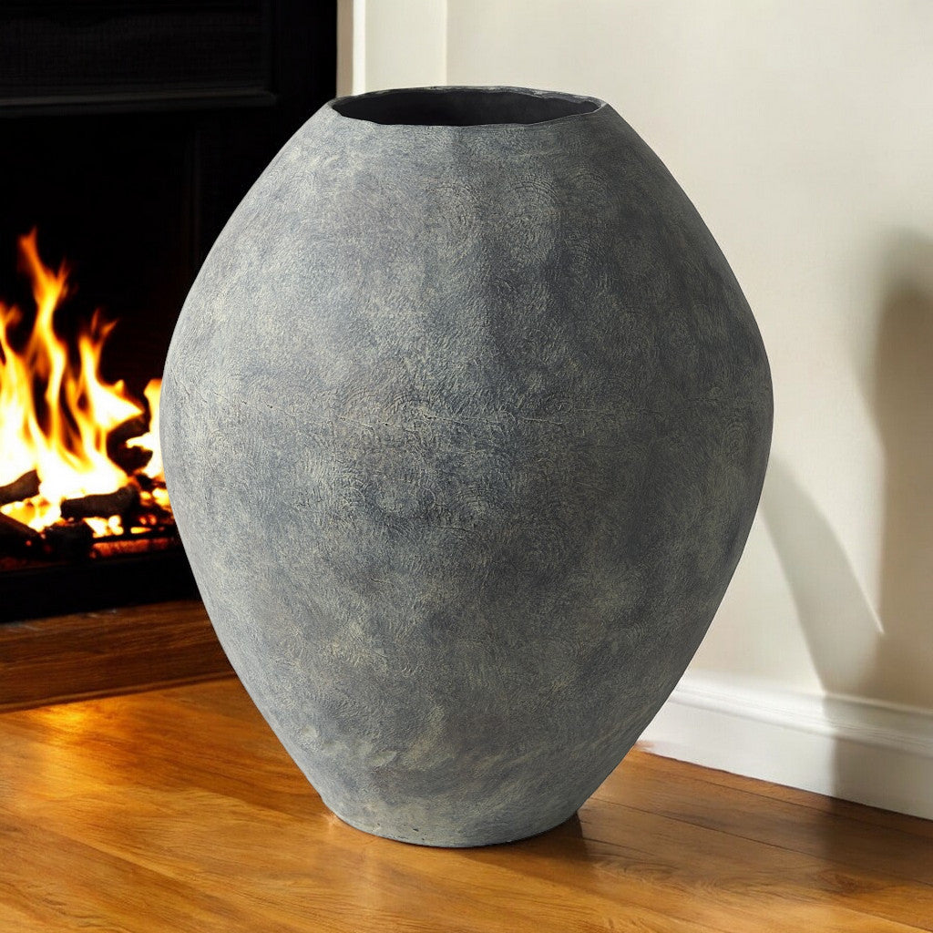 28" Gray Cylinder Ceramic Floor Vase-Vases-DECOROLALA