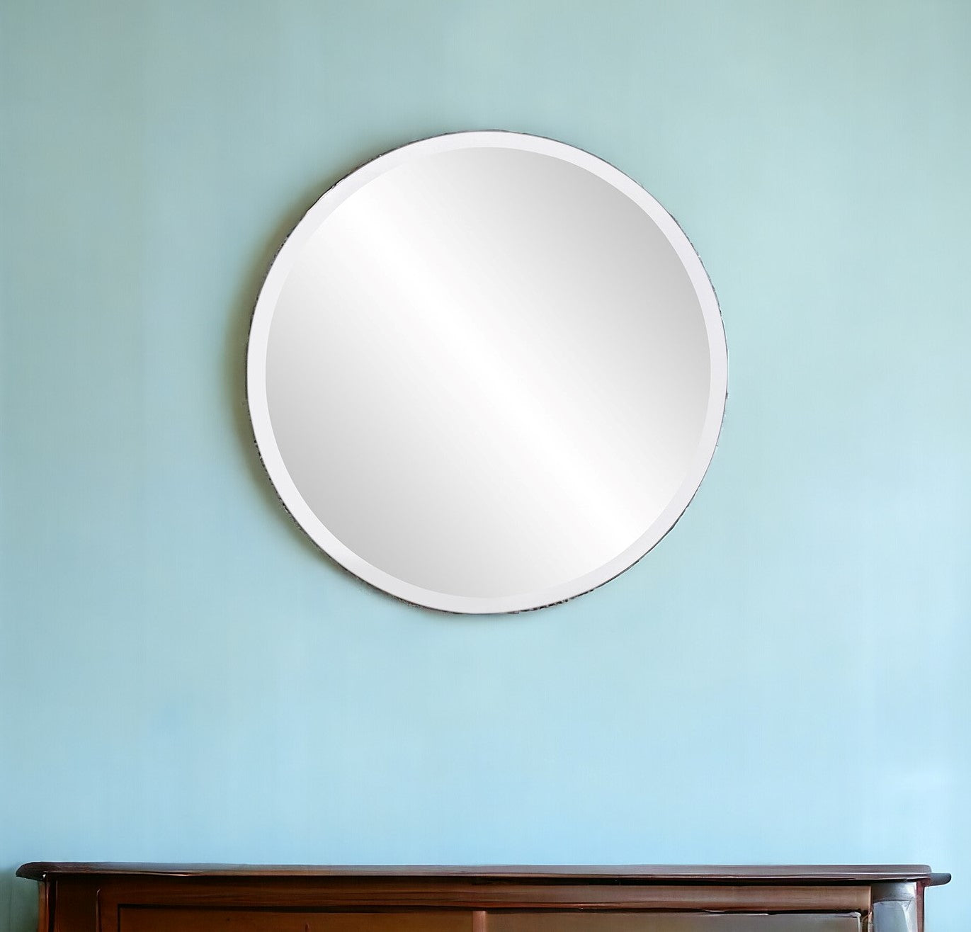 28" Gray Round Unframed Accent Mirror-Mirrors-DECOROLALA