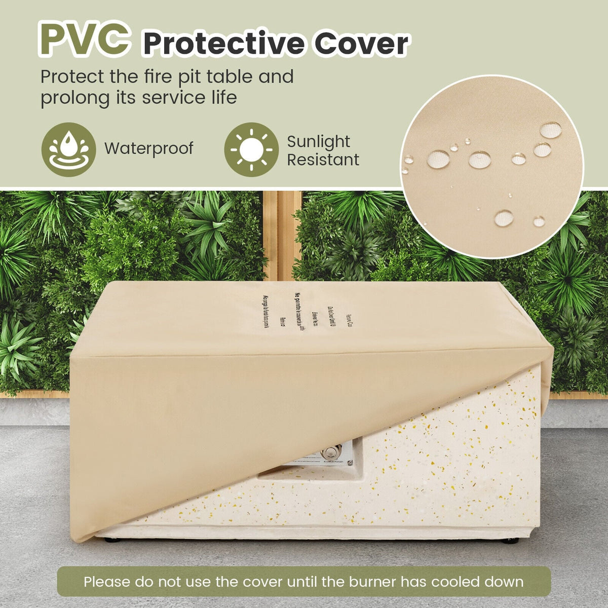 28 Inch 40000 BTU Square Propane Gas Fire Pit with PVC Cover-White-Fire Pit Tables-DECOROLALA