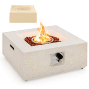 28 Inch 40000 BTU Square Propane Gas Fire Pit with PVC Cover-White-Fire Pit Tables-DECOROLALA