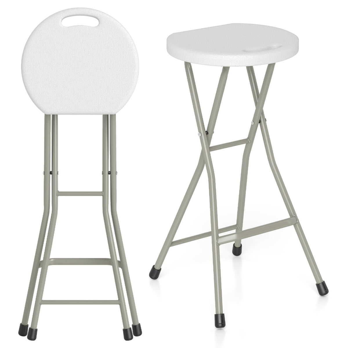 28 Inch Portable Folding Stools Patio Dining Chairs with 330lbs Limited Sturdy Frame-Set of 1-Patio Dining Chairs-DECOROLALA