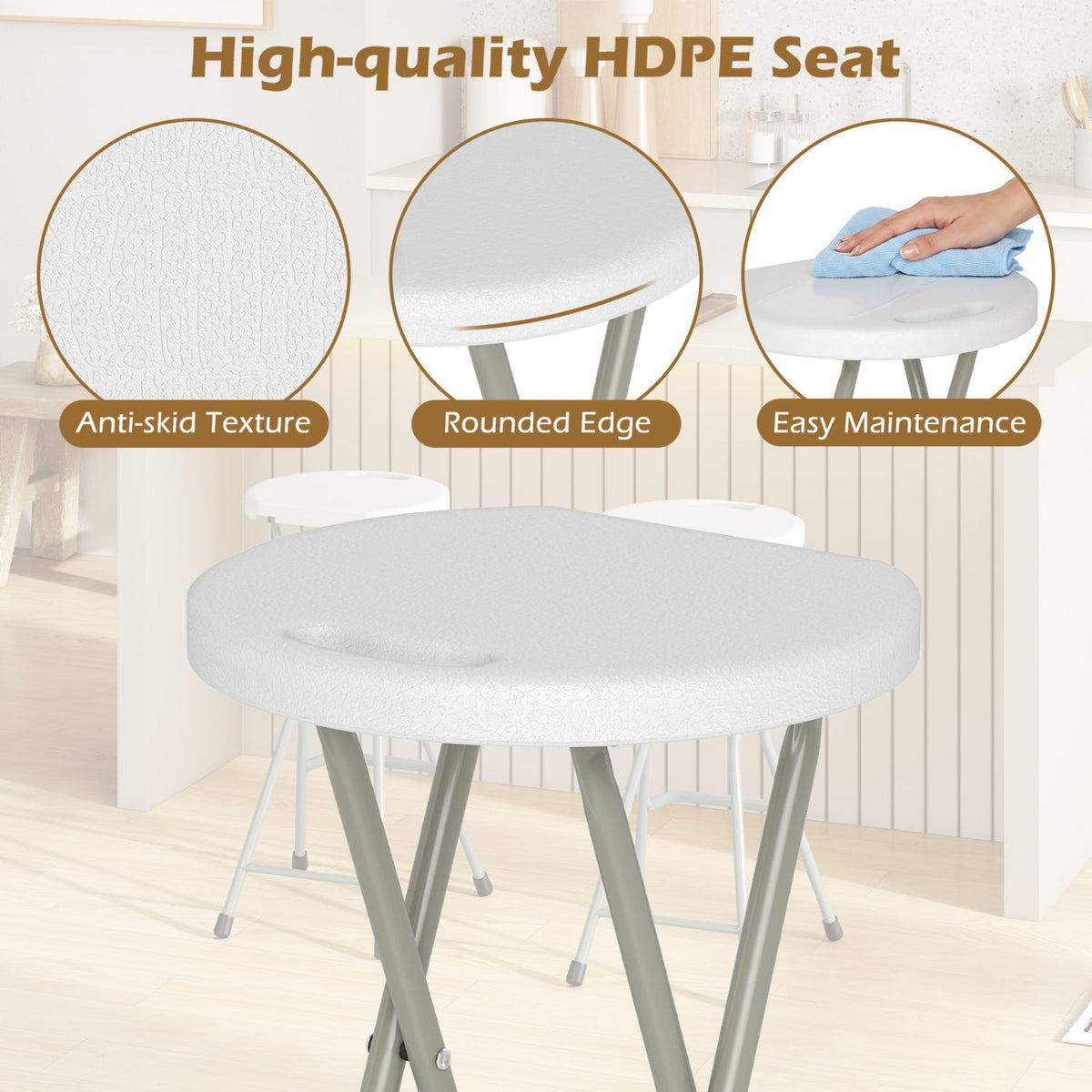 28 Inch Portable Folding Stools Patio Dining Chairs with 330lbs Limited Sturdy Frame-Set of 1-Patio Dining Chairs-DECOROLALA