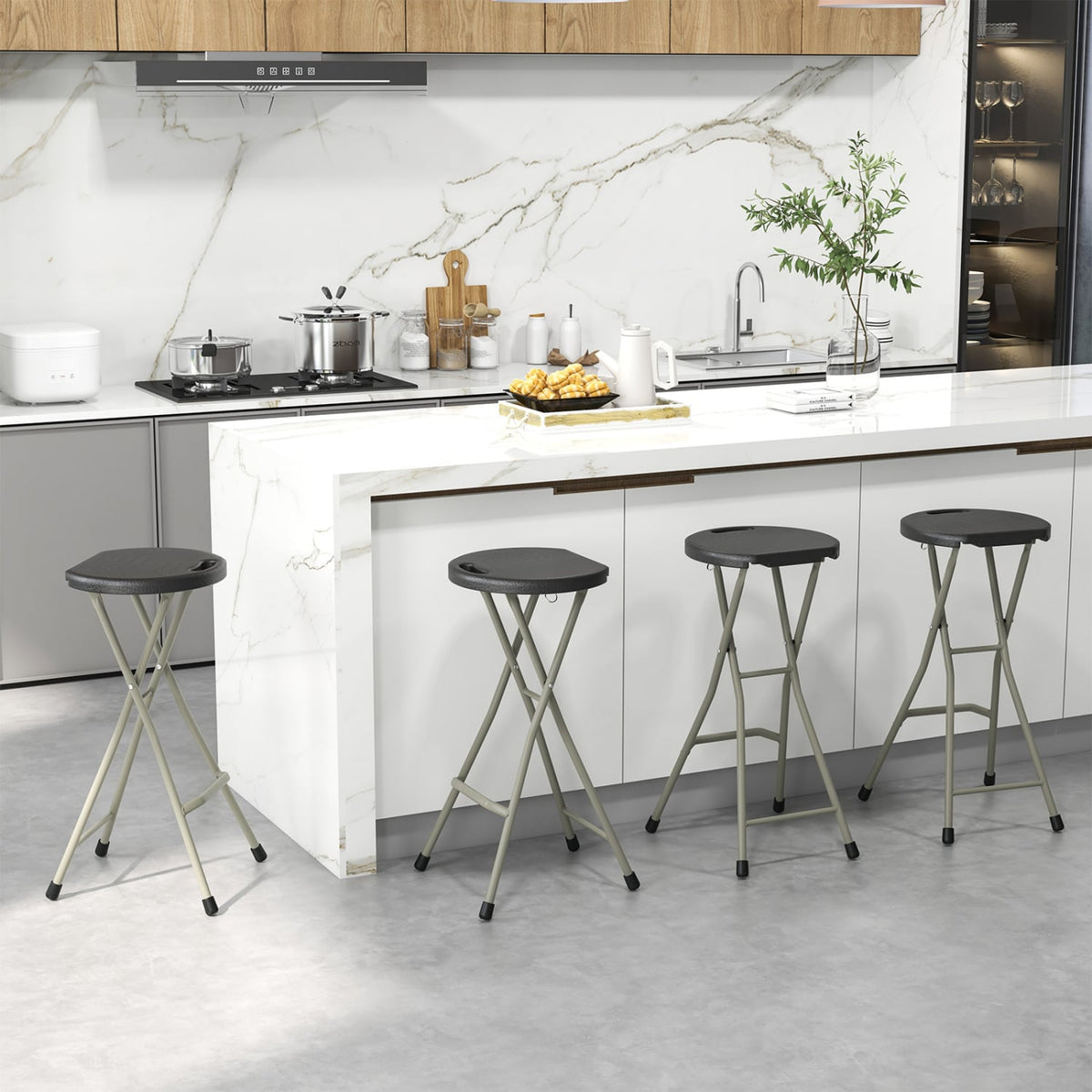 28 Inch Portable Folding Stools with 330lbs Limited Sturdy Frame-1 Piece-Patio Dining Chairs-DECOROLALA