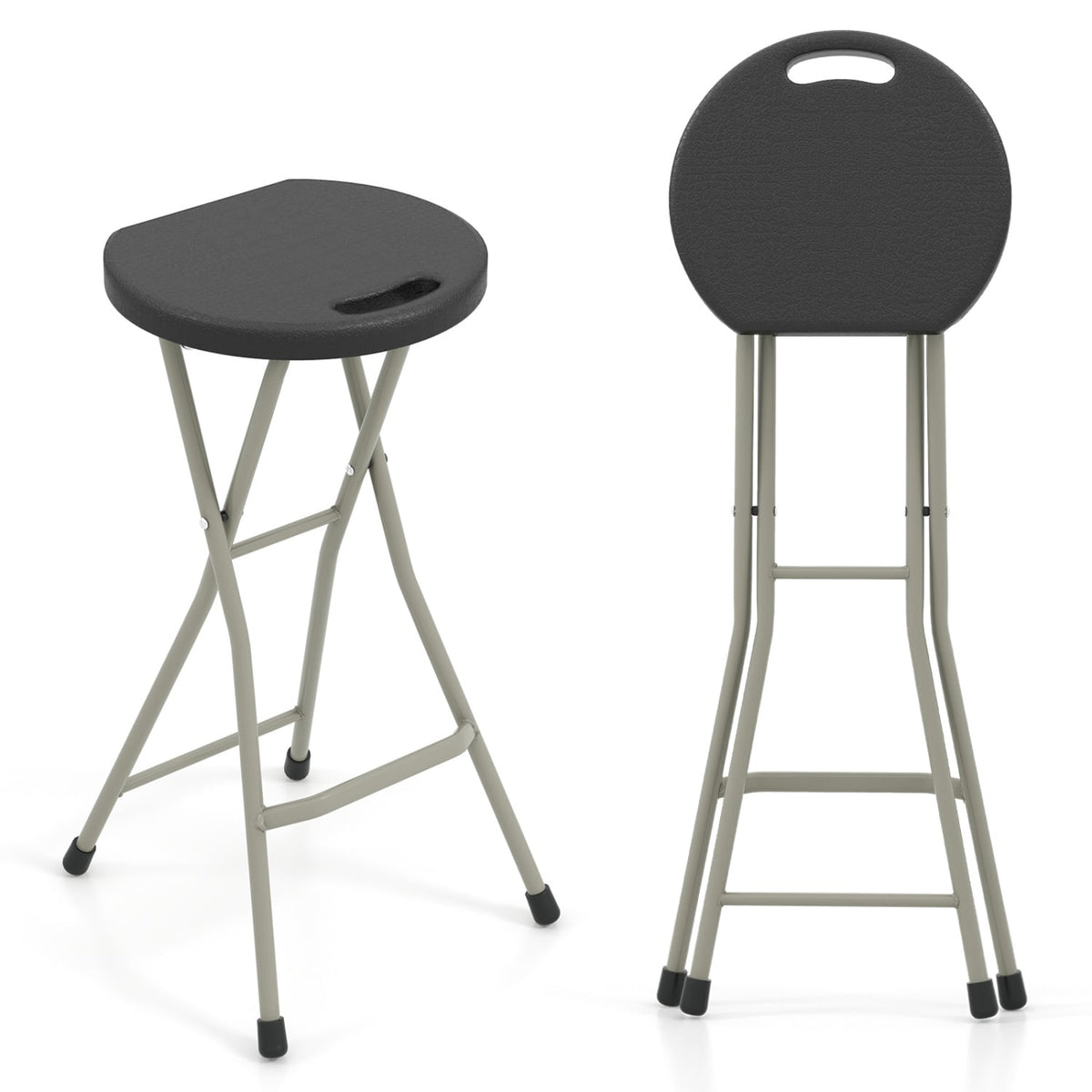28 Inch Portable Folding Stools with 330lbs Limited Sturdy Frame-1 Piece-Patio Dining Chairs-DECOROLALA