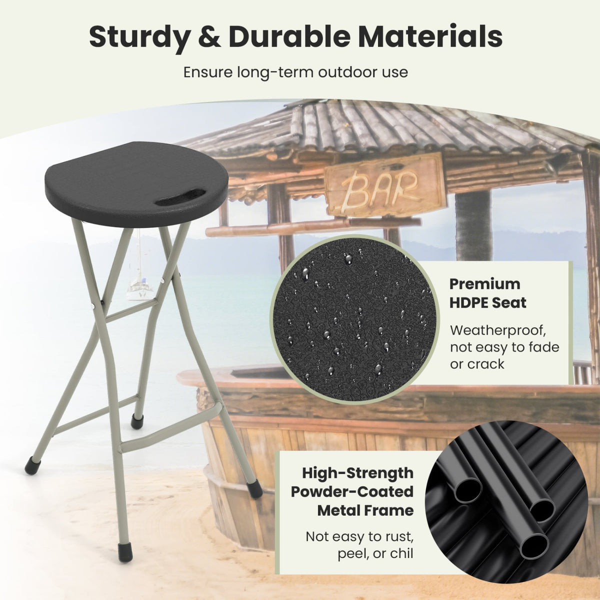 28 Inch Portable Folding Stools with 330lbs Limited Sturdy Frame-1 Piece-Patio Dining Chairs-DECOROLALA
