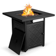 28 Inch Propane 50 000 BTU Patio Square Gas Fireplace with Lava Rock-Black-Fire Pit Tables-DECOROLALA