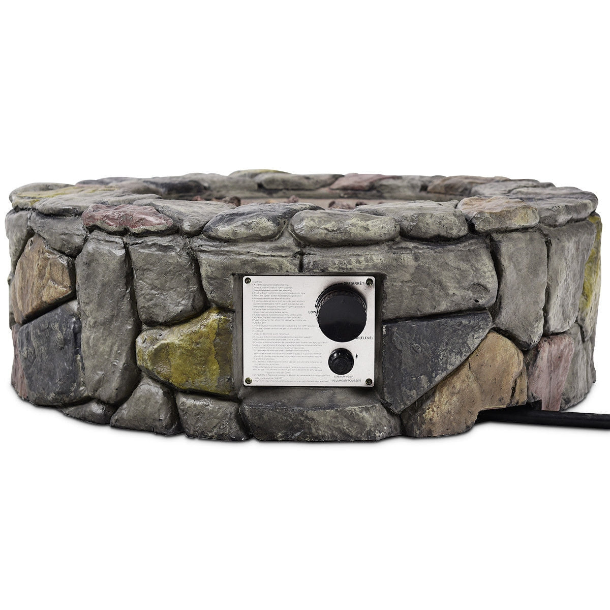 28 Inch Propane Gas Fire Pit with Lava Rocks and Protective Cover-Gray-Fire Pit Tables-DECOROLALA