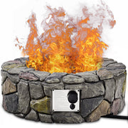 28 Inch Propane Gas Fire Pit with Lava Rocks and Protective Cover-Gray-Fire Pit Tables-DECOROLALA