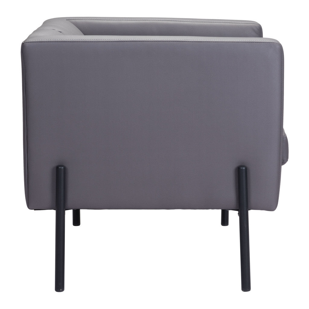 28" Light Gray And Black Faux Leather And Faux Leather Club Chair-Accent Chairs-DECOROLALA