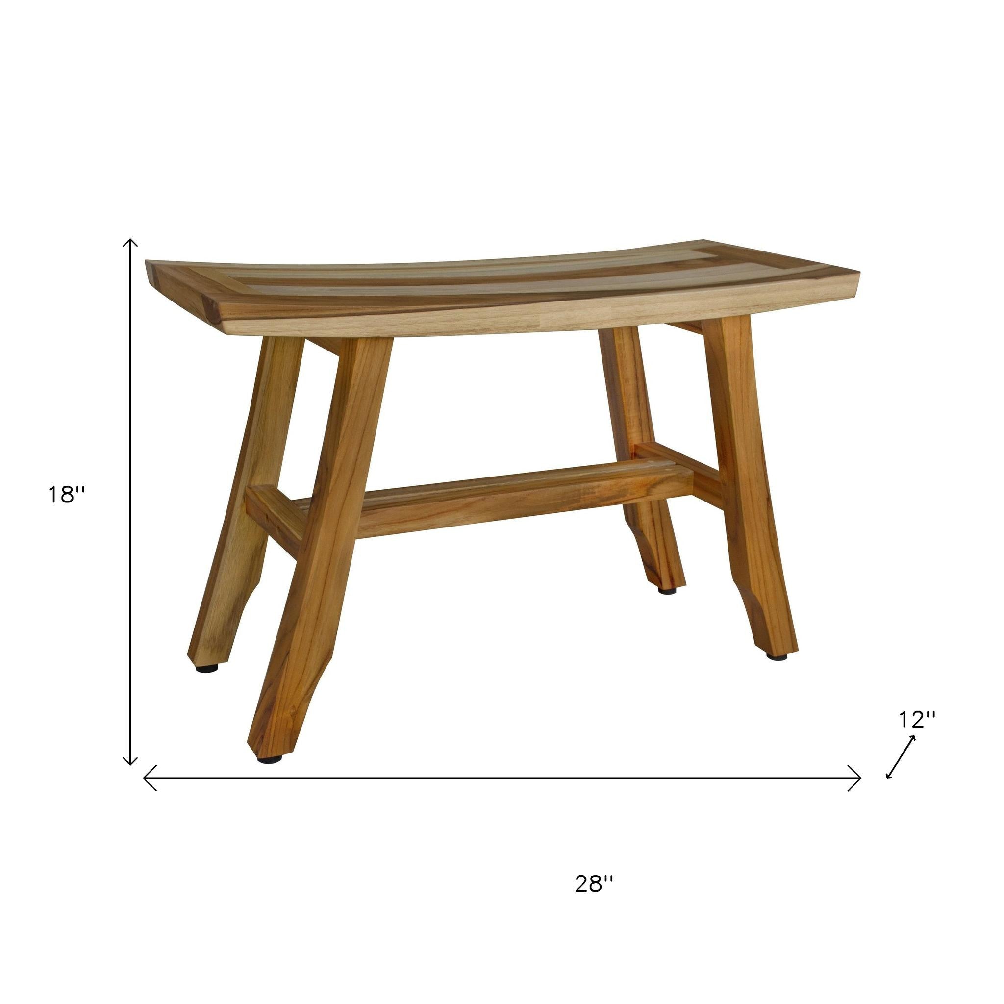 28" Natural Teak Rectangular Shower Bench-Shower Benches-DECOROLALA