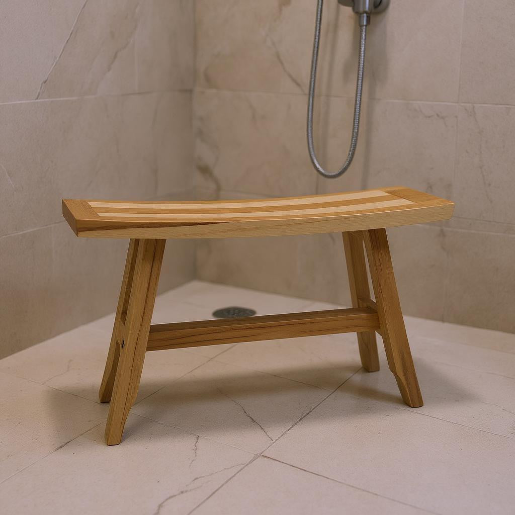 28" Natural Teak Rectangular Shower Bench-Shower Benches-DECOROLALA