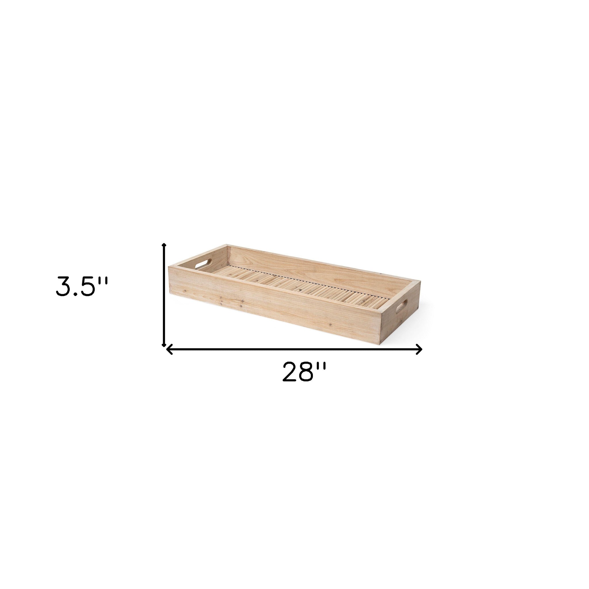 28" Natural Wood Indoor Outdoor Tray With Handles-Trays-DECOROLALA