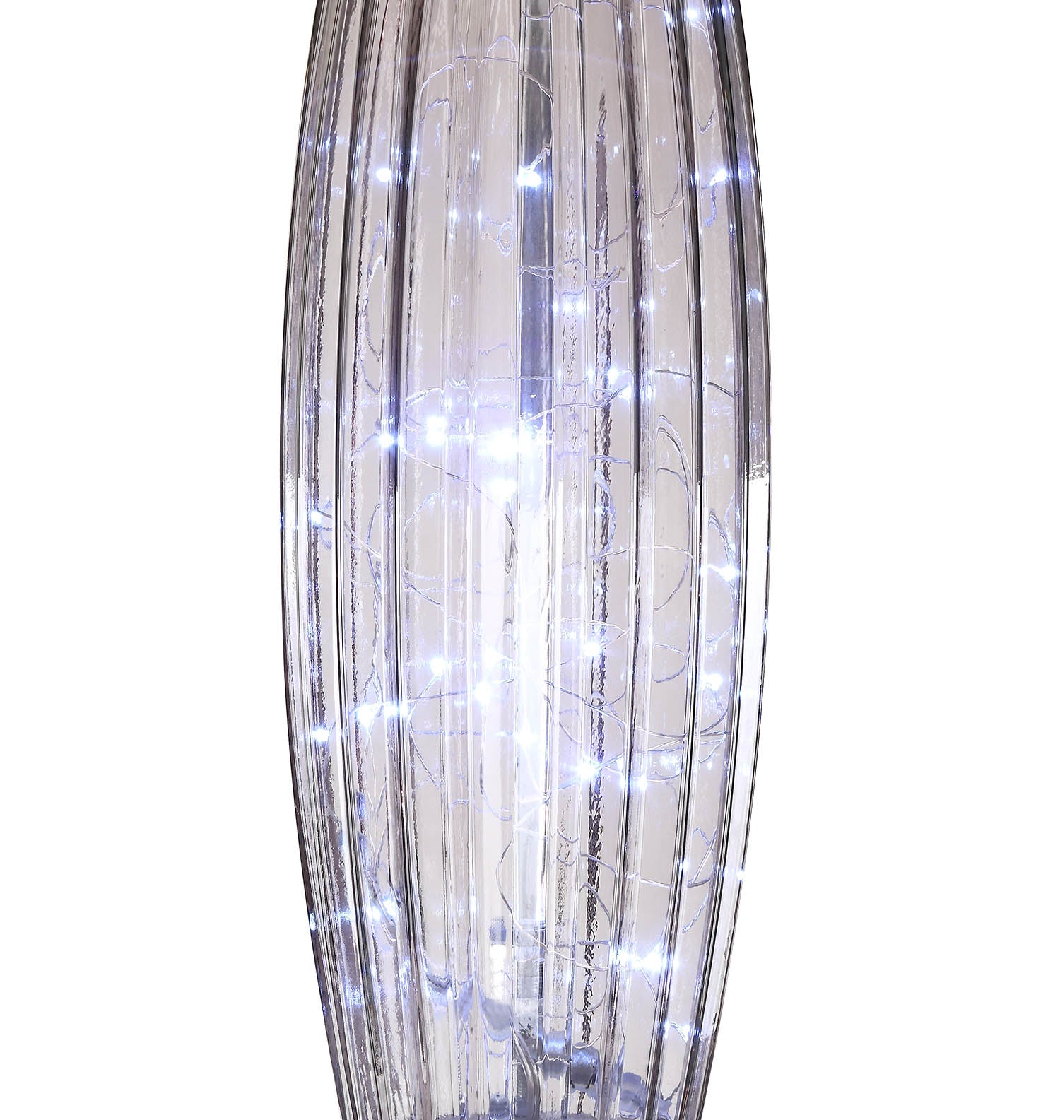 28" Nickel Metal Mason Jar Bedside LED Table Lamp With Natural Drum Shade-Table Lamps-DECOROLALA