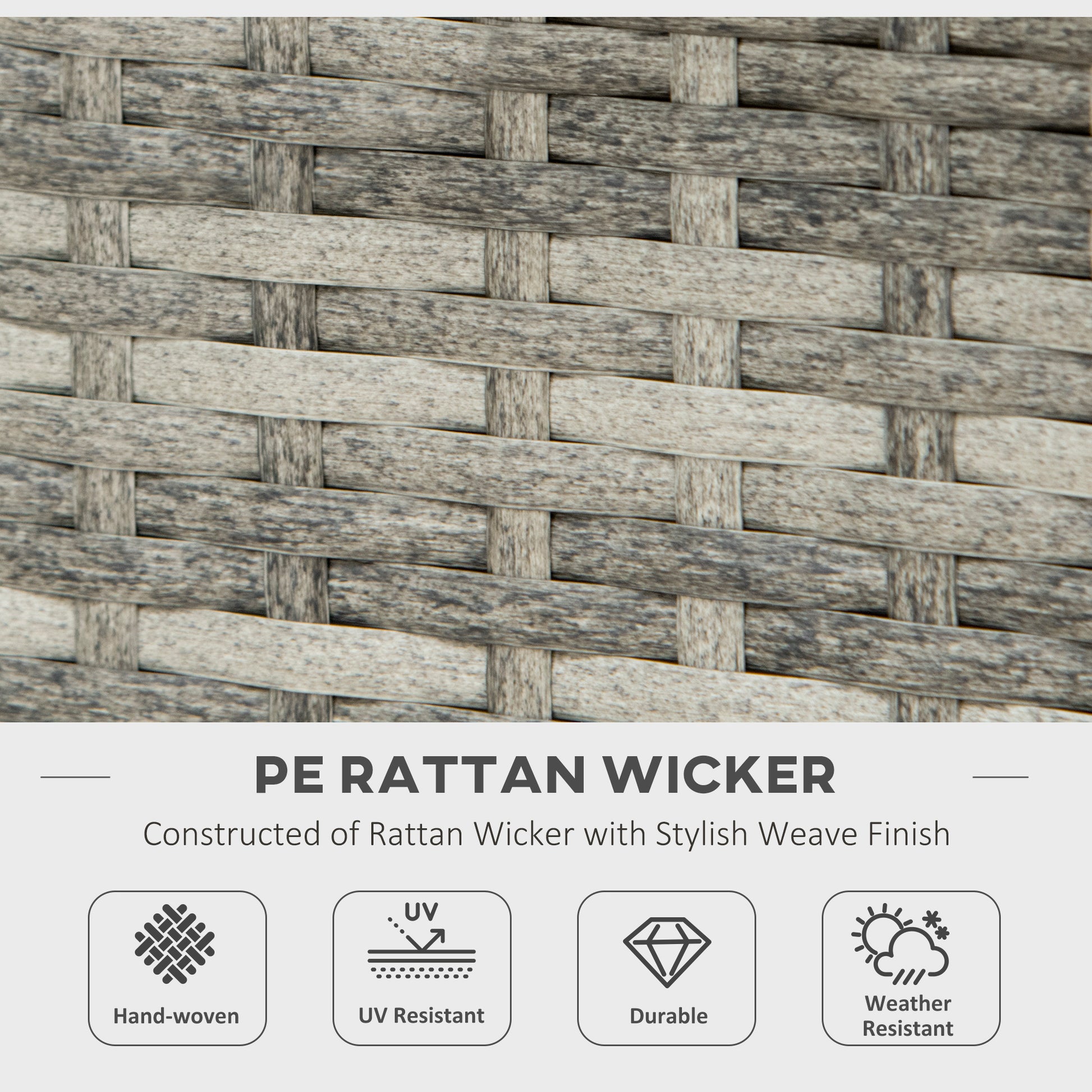 28" Propane Fire Pit Table - 40,000 BTU Rattan Mixed Grey-Patio & Garden > Fire Pits-DECOROLALA