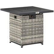 28" Propane Fire Pit Table - 40,000 BTU Rattan Mixed Grey-Patio & Garden > Fire Pits-DECOROLALA