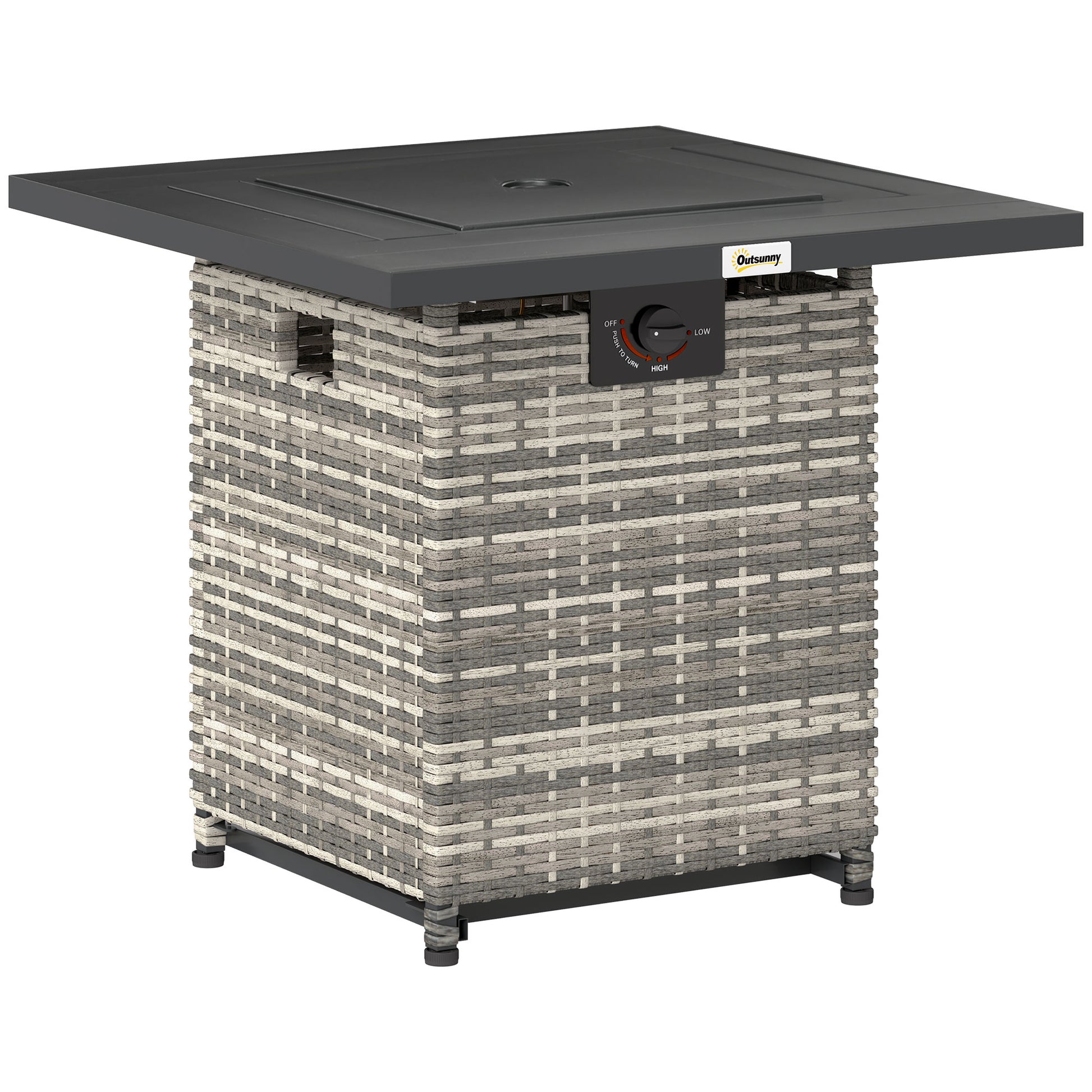 28" Propane Fire Pit Table - 40,000 BTU Rattan Mixed Grey-Patio & Garden > Fire Pits-DECOROLALA