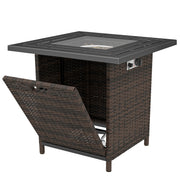 28" Propane Fire Pit Table - 40,000 BTU Rattan Wicker Brown-Patio & Garden > Fire Pits-DECOROLALA