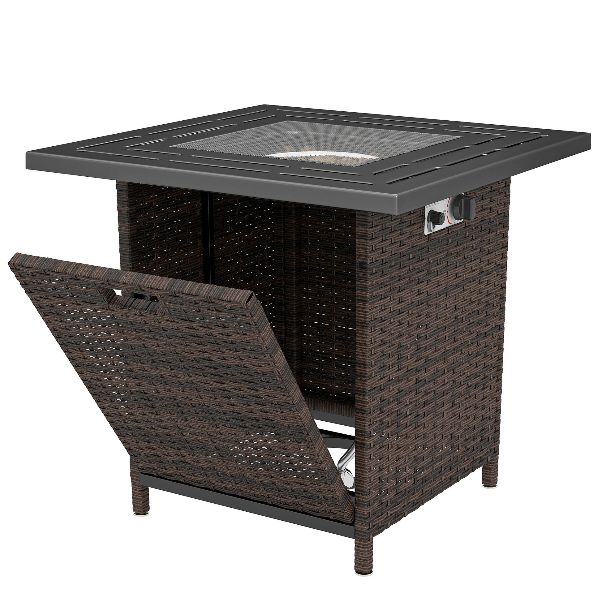 28" Propane Fire Pit Table - 40,000 BTU Rattan Wicker Brown-Patio & Garden > Fire Pits-DECOROLALA