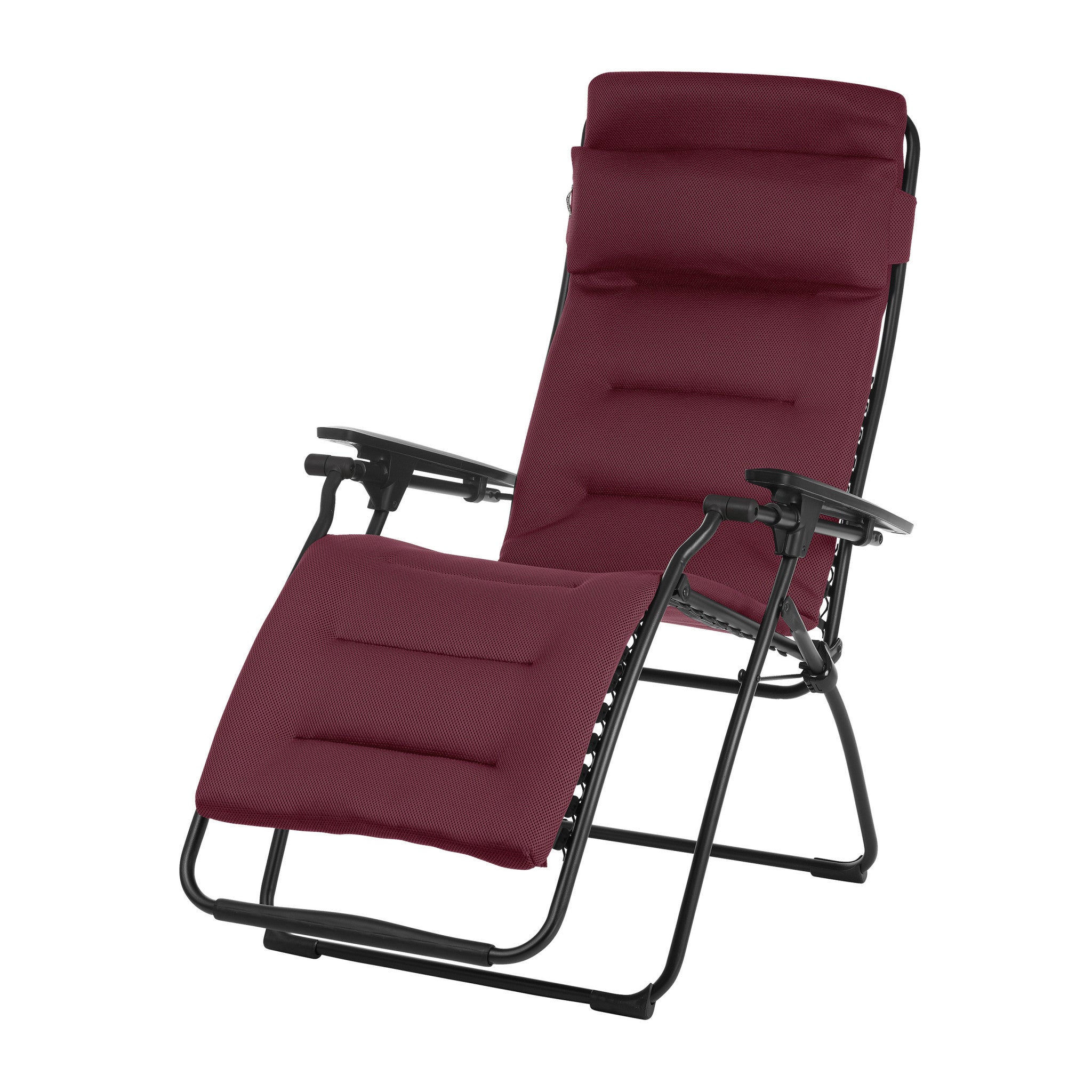 28" Red Steel Outdoor Zero Gravity Chair with Red Cushion-Outdoor Chairs-DECOROLALA