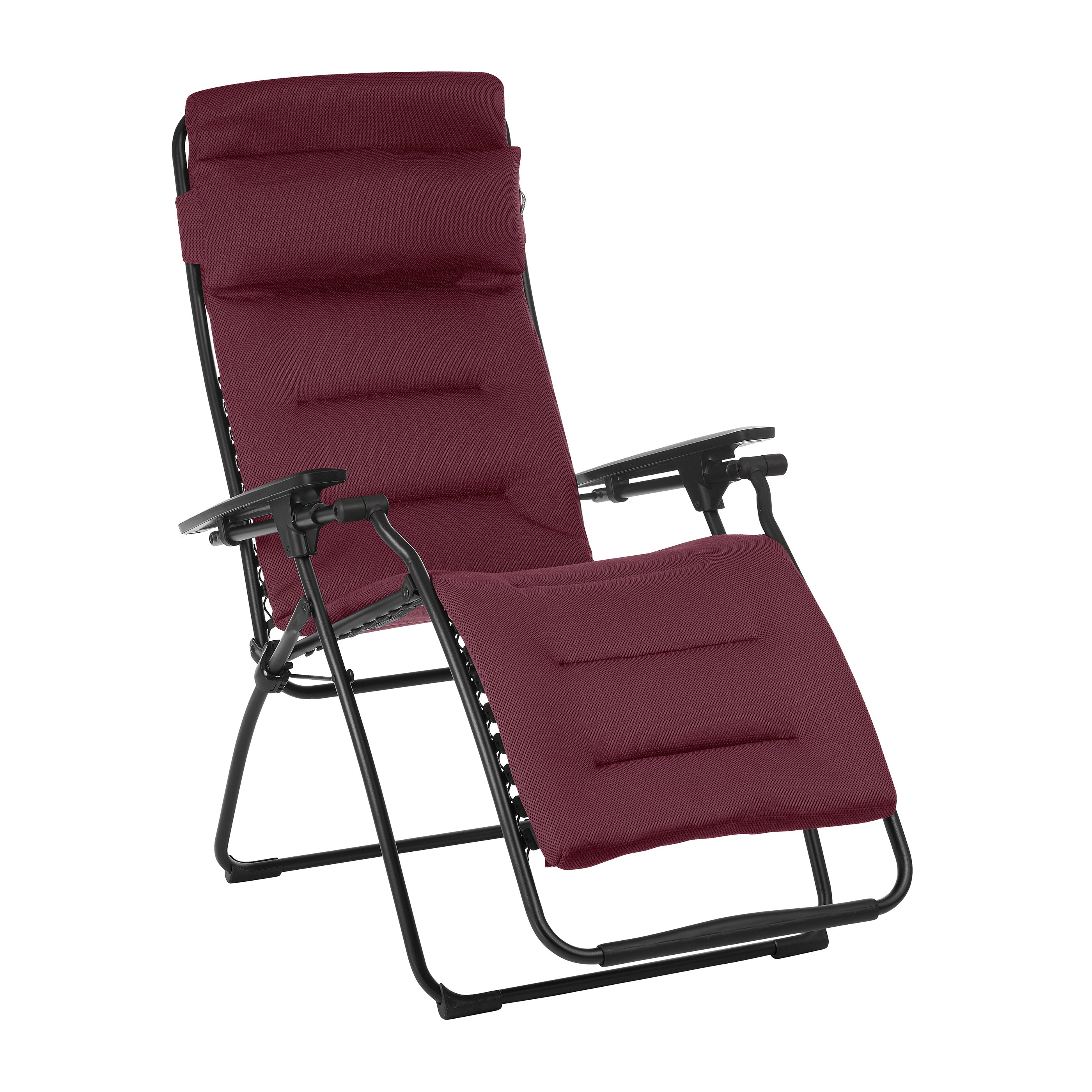 28" Red Steel Outdoor Zero Gravity Chair with Red Cushion-Outdoor Chairs-DECOROLALA