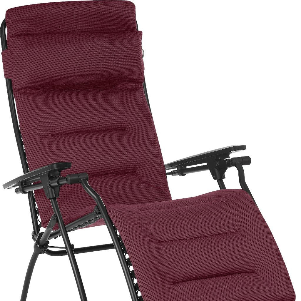 28" Red Steel Outdoor Zero Gravity Chair with Red Cushion-Outdoor Chairs-DECOROLALA