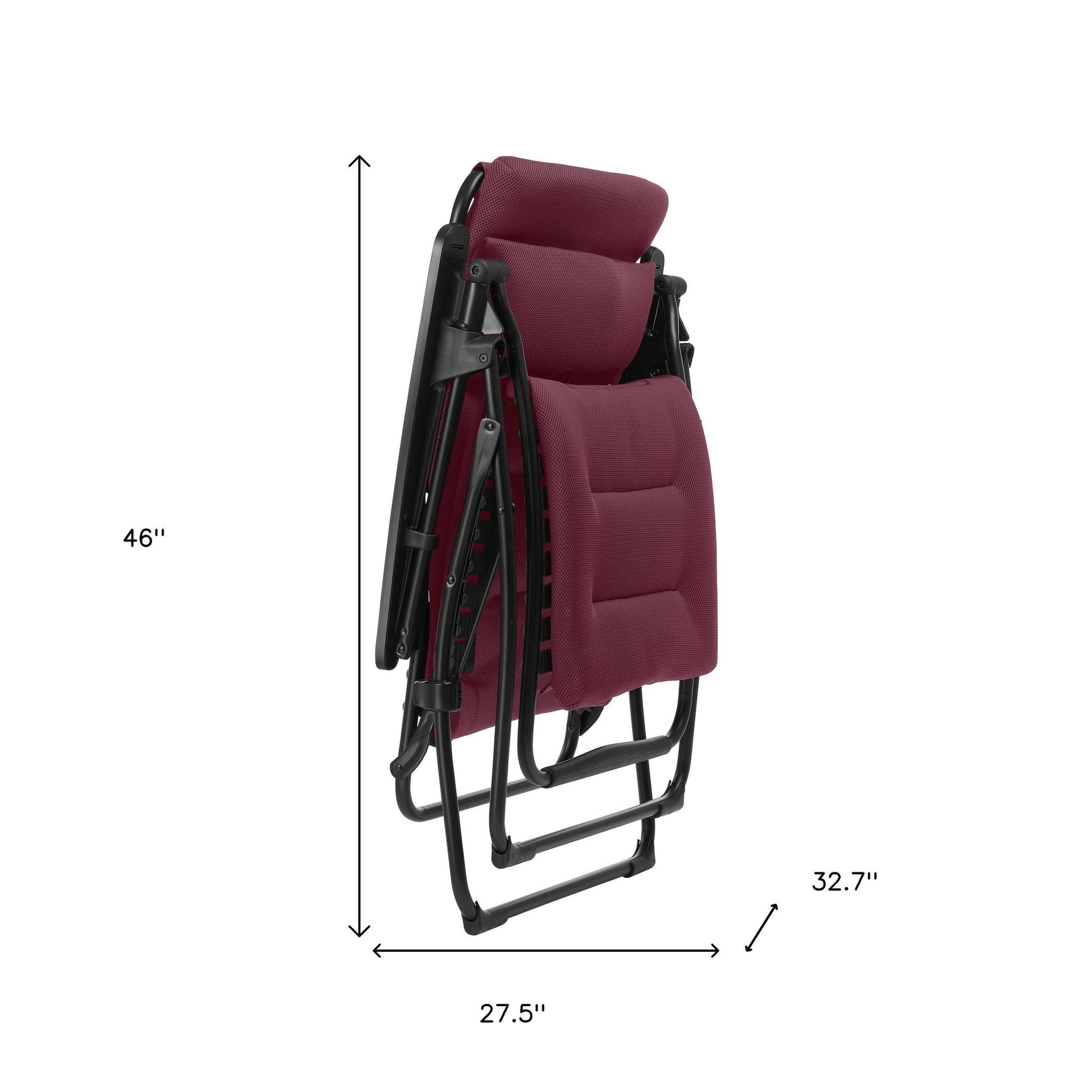 28" Red Steel Outdoor Zero Gravity Chair with Red Cushion-Outdoor Chairs-DECOROLALA