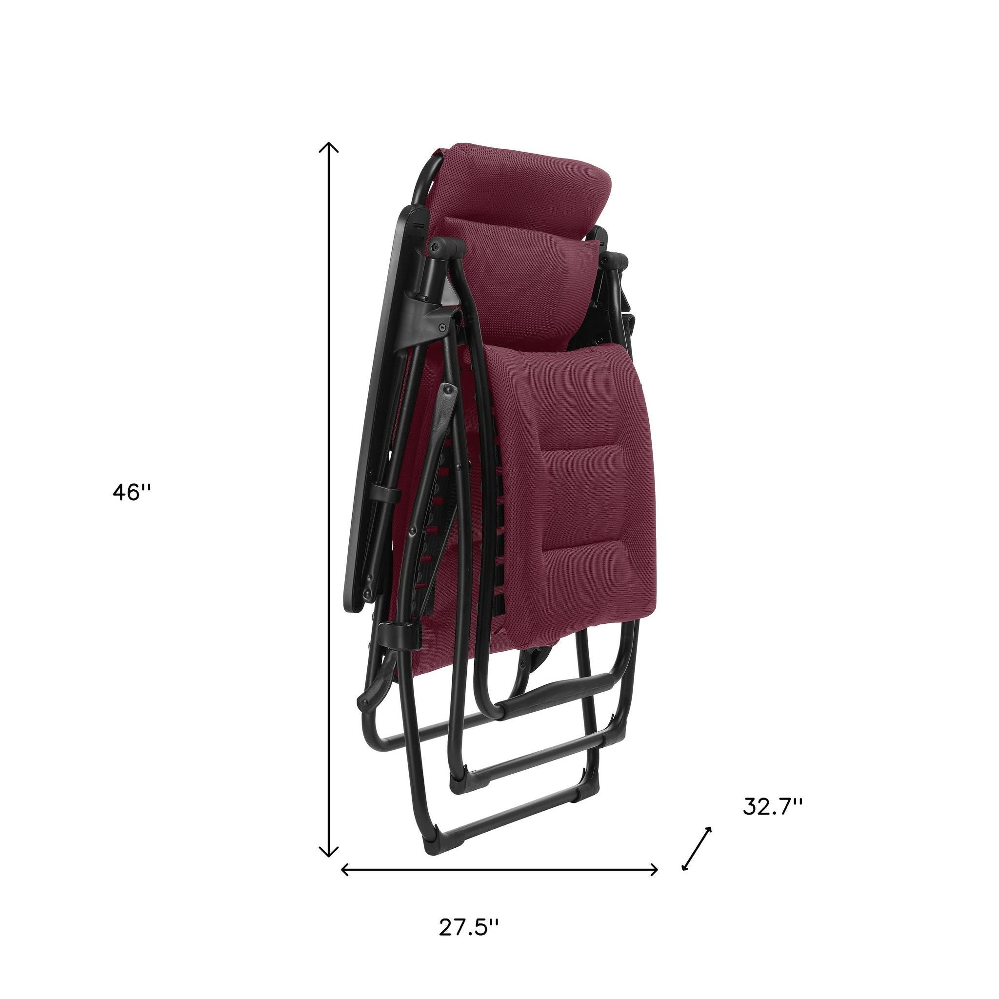 28" Red Steel Outdoor Zero Gravity Chair with Red Cushion-Outdoor Chairs-DECOROLALA