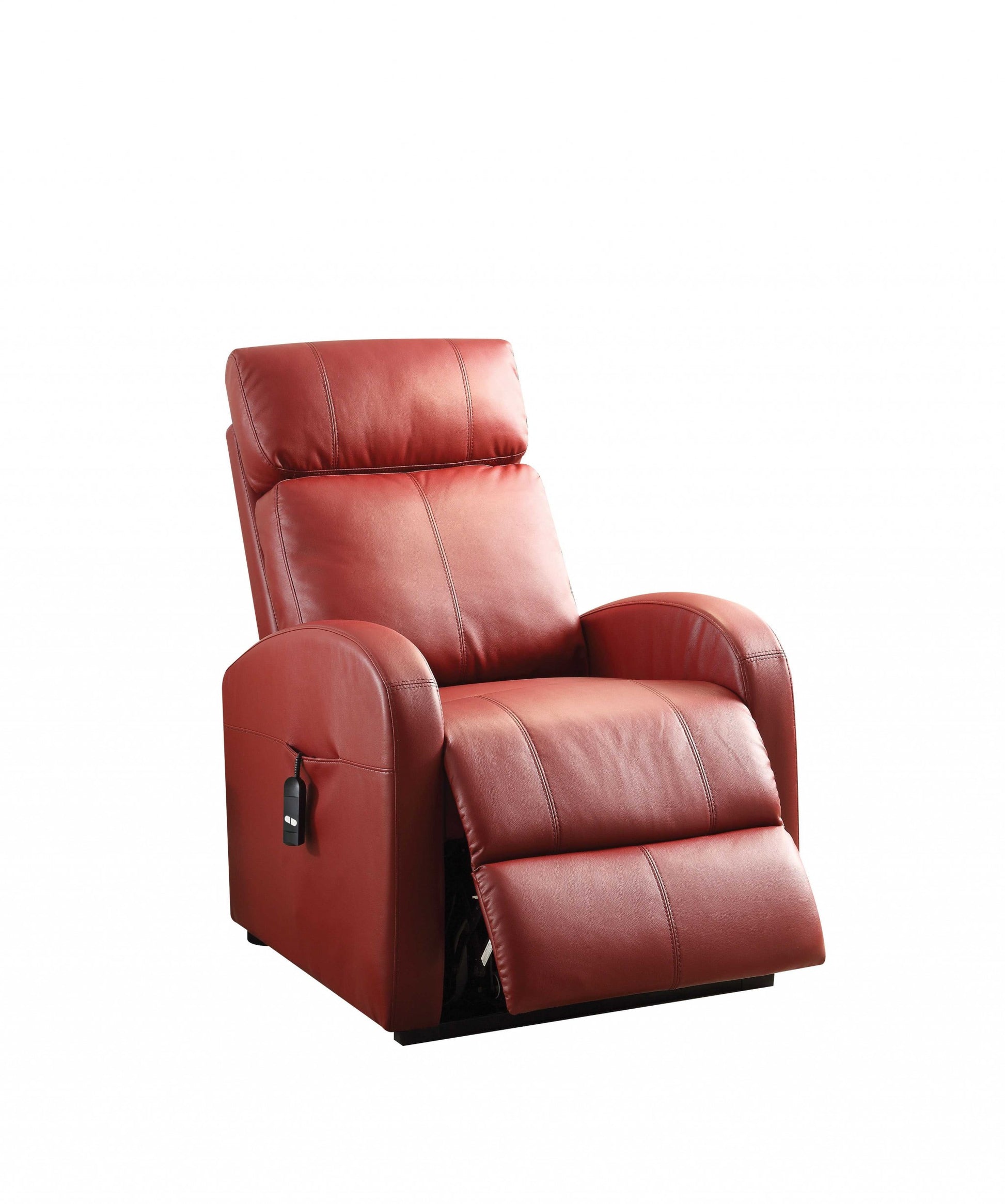 28" Red Tufted Faux Leather Power Lift Assist Recliner-Recliners-DECOROLALA