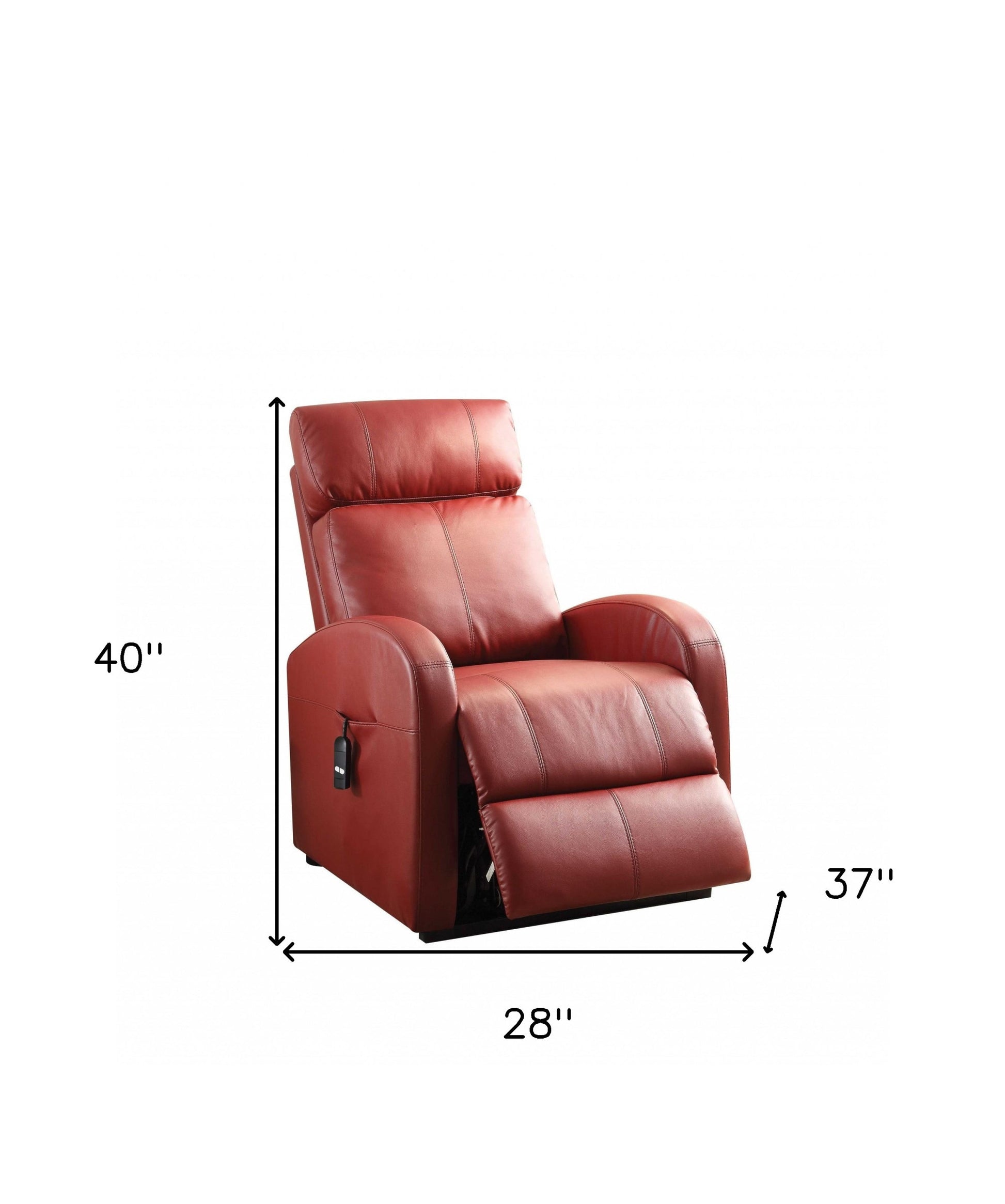 28" Red Tufted Faux Leather Power Lift Assist Recliner-Recliners-DECOROLALA