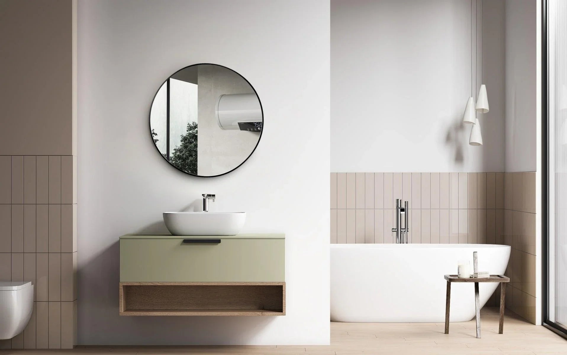 28" Round Edge Mirror - Black Aluminum Framed-Migration_Mirrors-DECOROLALA