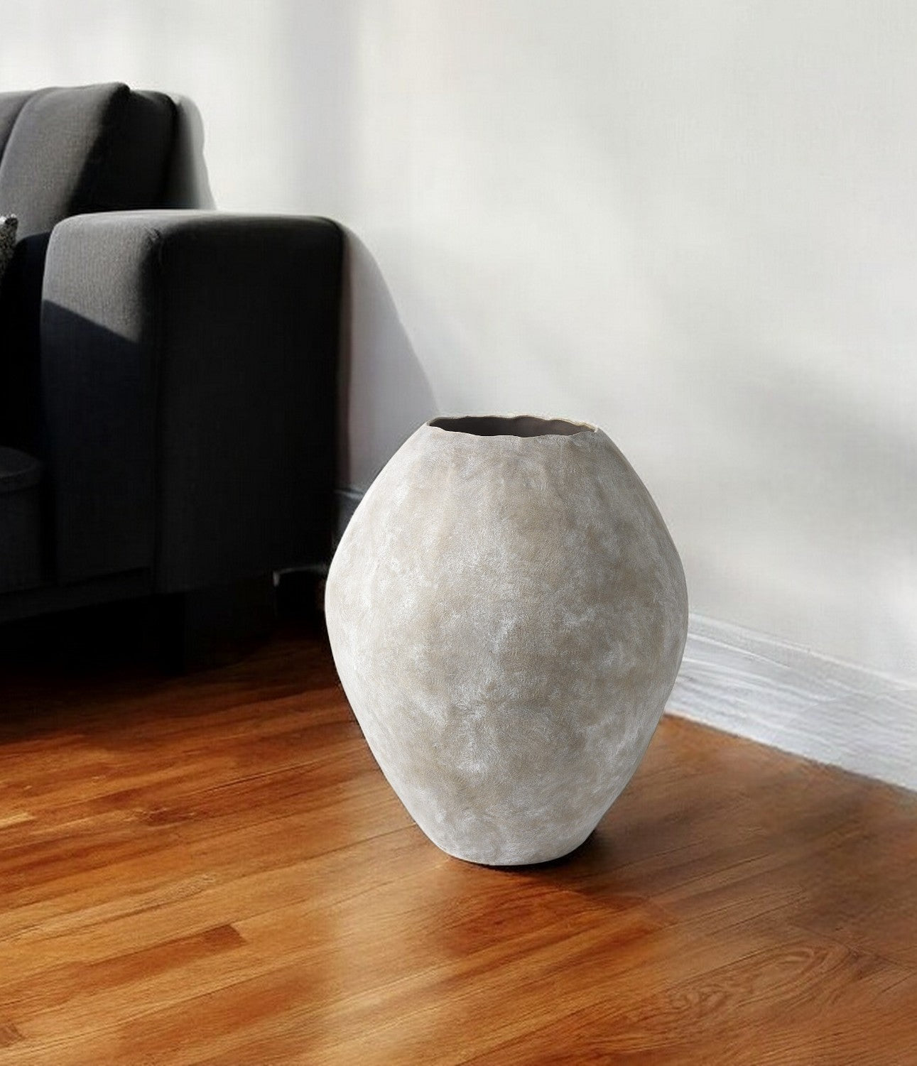 28" Tan Cylinder Ceramic Floor Vase-Vases-DECOROLALA