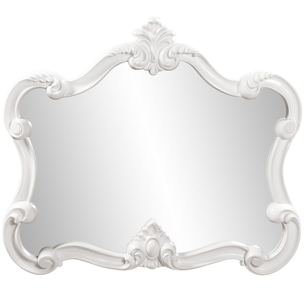28" White Baroque Framed Accent Mirror-Mirrors-DECOROLALA