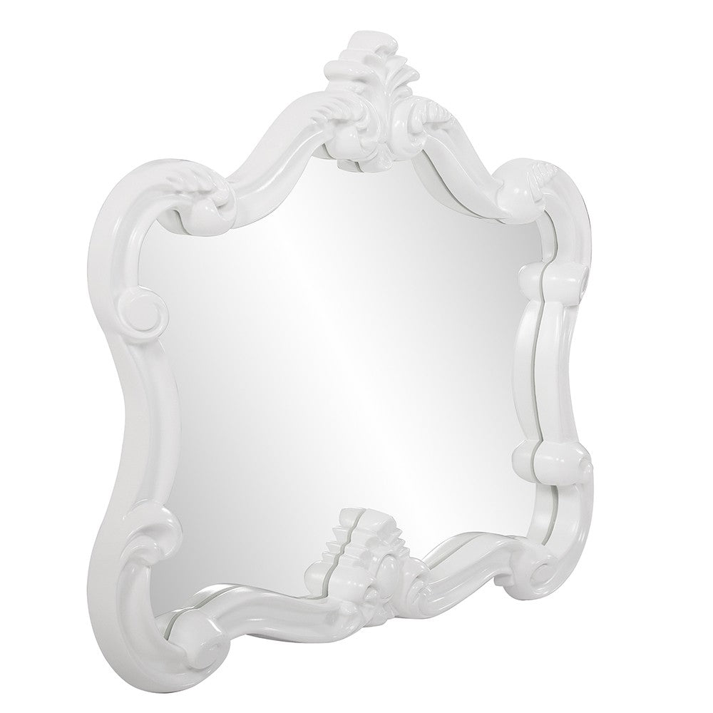 28" White Baroque Framed Accent Mirror-Mirrors-DECOROLALA
