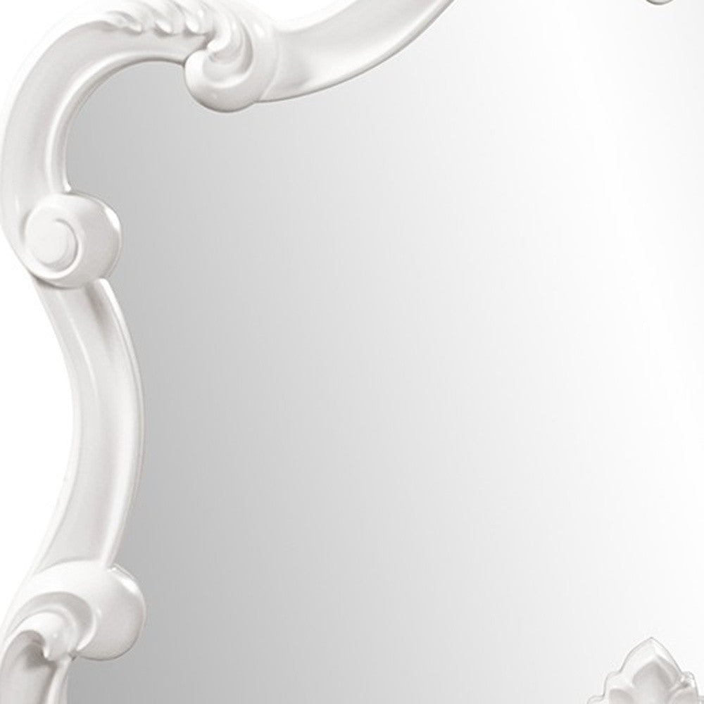 28" White Baroque Framed Accent Mirror-Mirrors-DECOROLALA