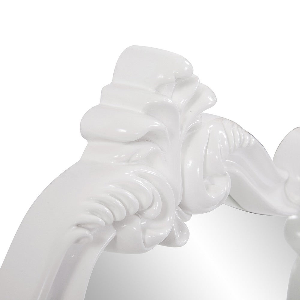 28" White Baroque Framed Accent Mirror-Mirrors-DECOROLALA