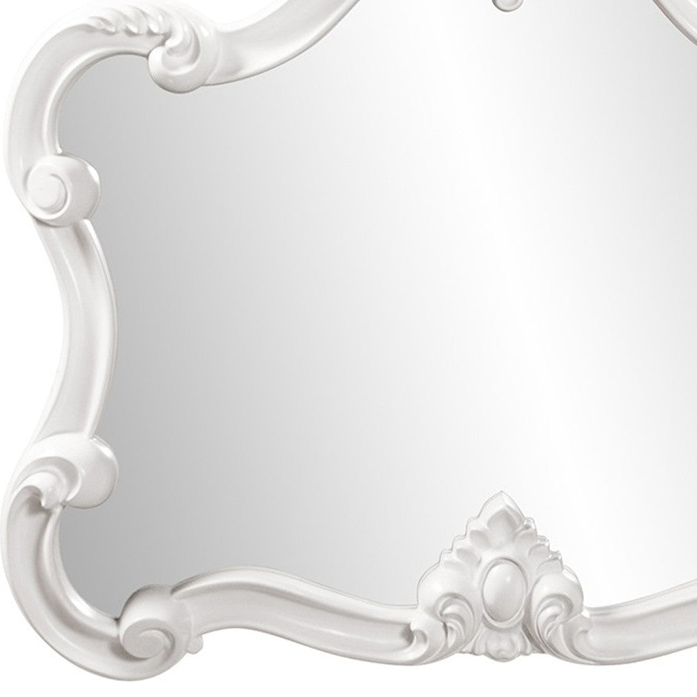 28" White Baroque Framed Accent Mirror-Mirrors-DECOROLALA