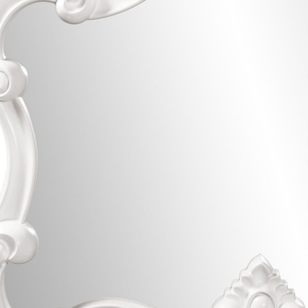 28" White Baroque Framed Accent Mirror-Mirrors-DECOROLALA