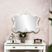 28" White Baroque Framed Accent Mirror-Mirrors-DECOROLALA