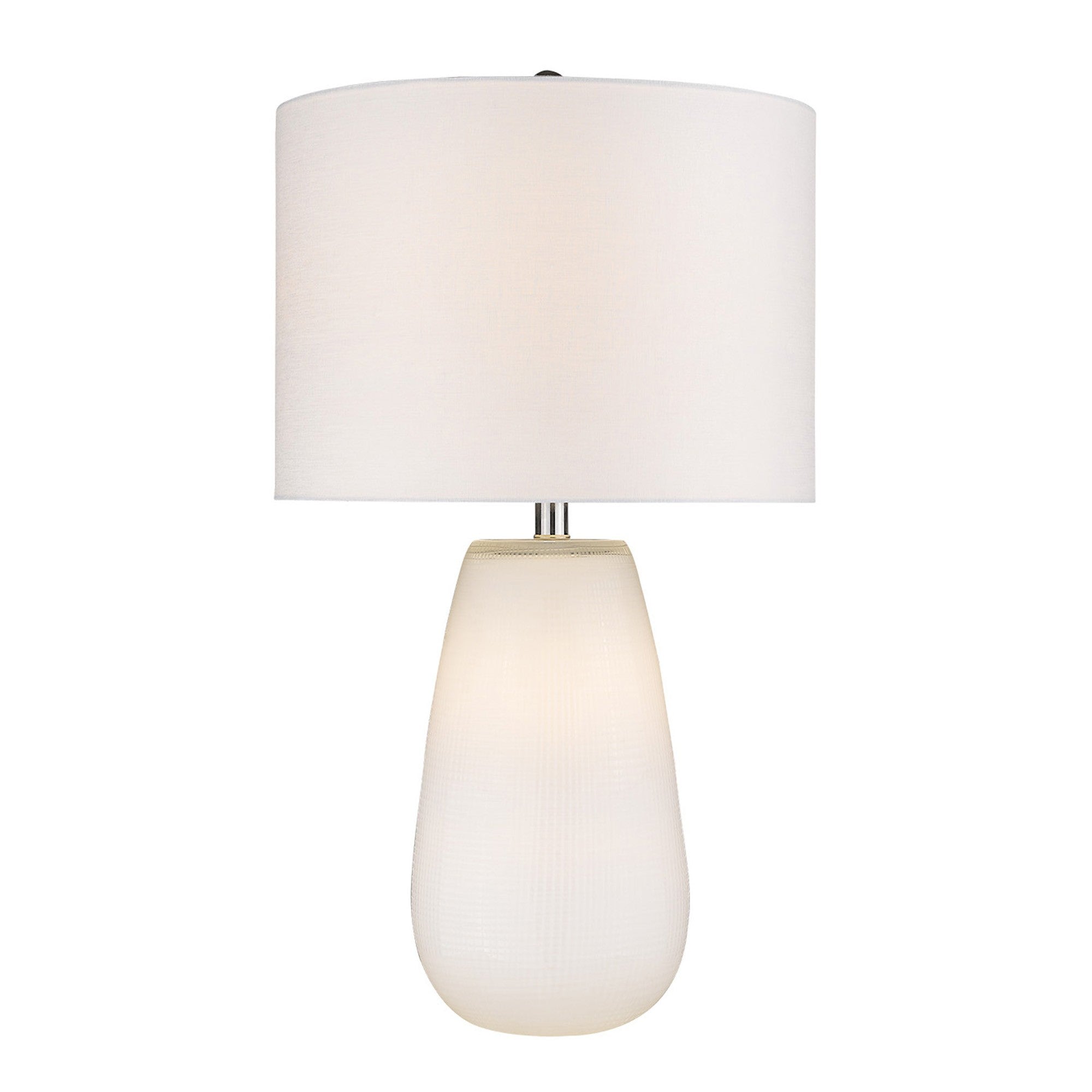 28" White Glass Table Lamp With White Drum Shade-Table Lamps-DECOROLALA
