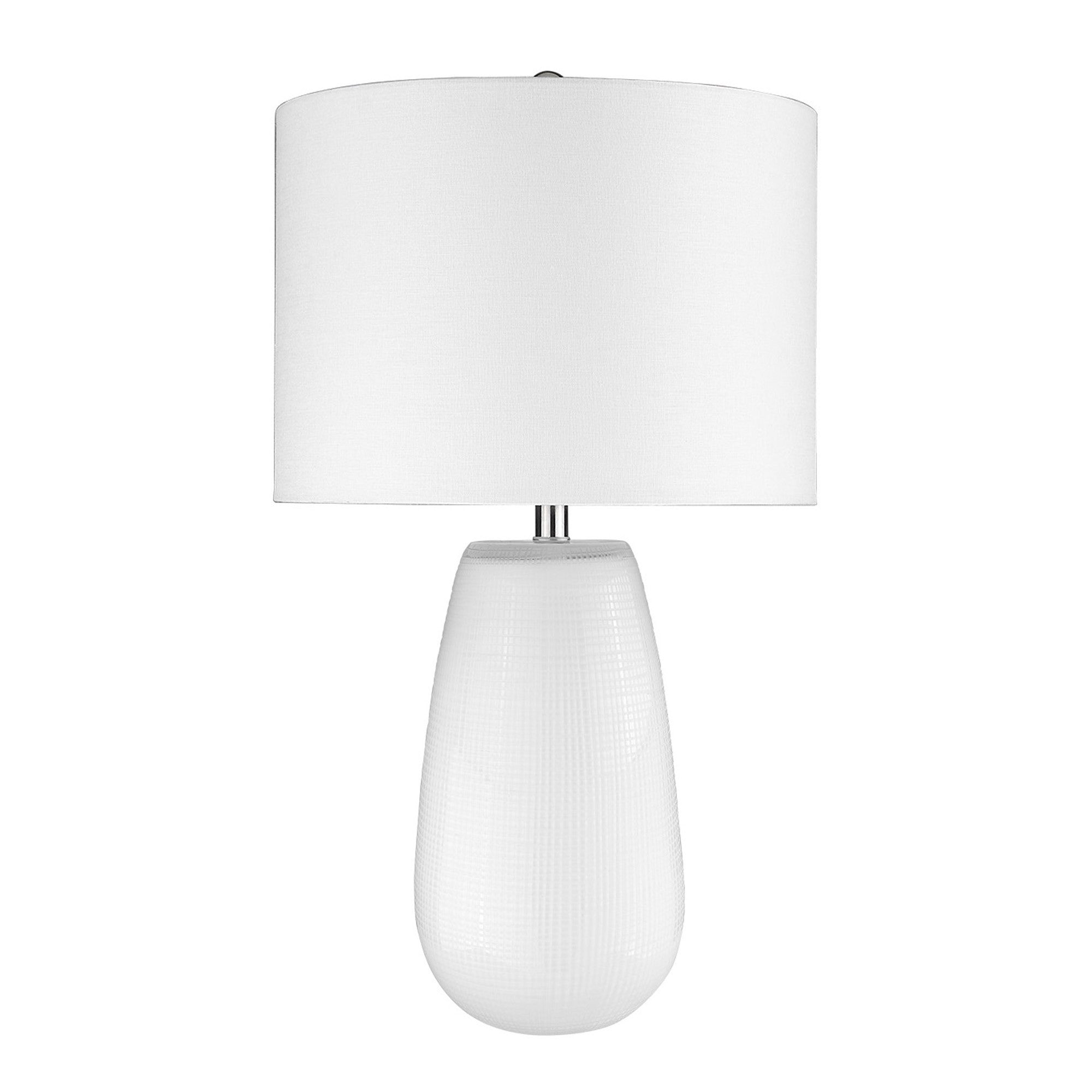 28" White Glass Table Lamp With White Drum Shade-Table Lamps-DECOROLALA