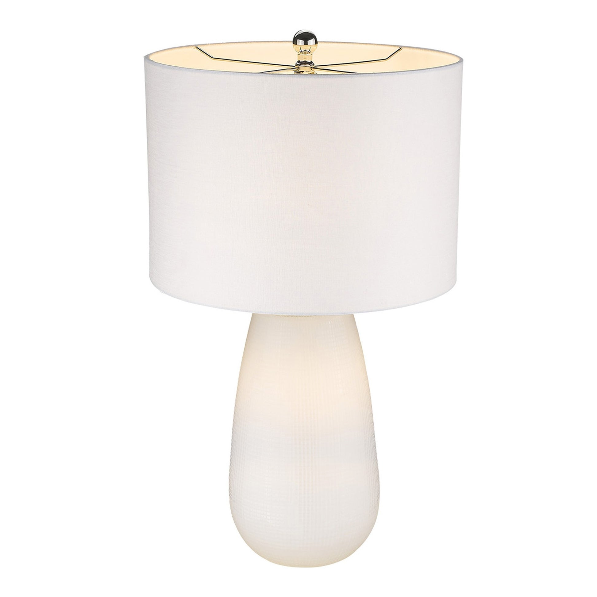 28" White Glass Table Lamp With White Drum Shade-Table Lamps-DECOROLALA