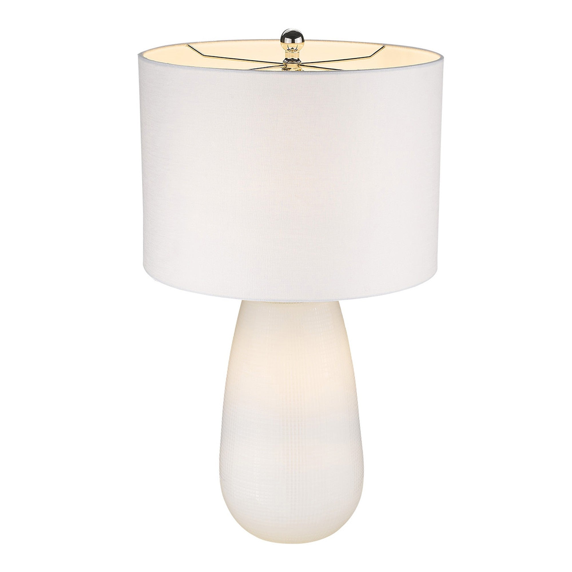 28" White Glass Table Lamp With White Drum Shade-Table Lamps-DECOROLALA